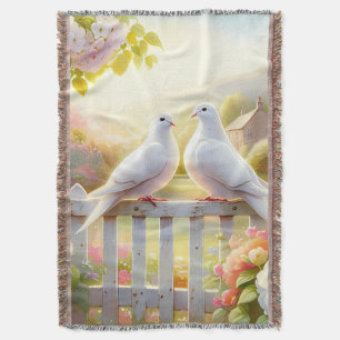 White Doves Cottage Garden Throw Blanket