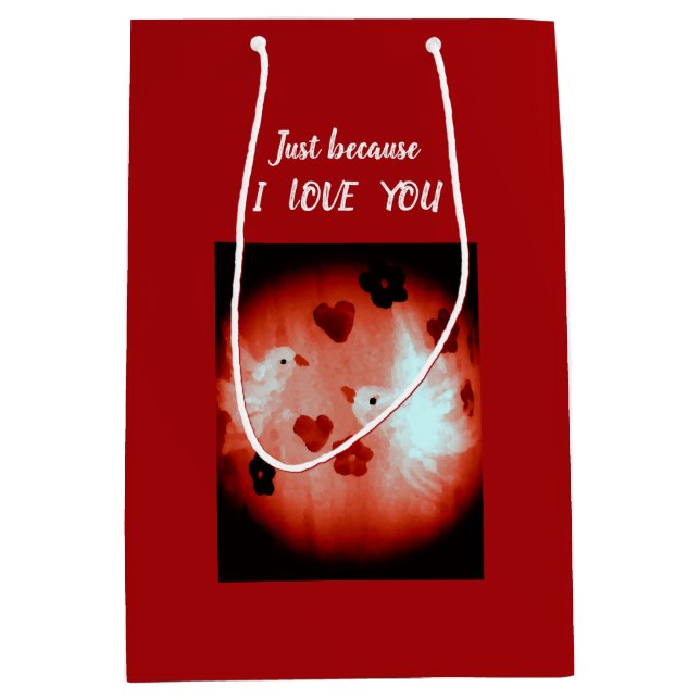 White Doves I Love You Medium Gift Bag (Front)