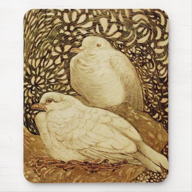 WHITE DOVES IN BROWN SEPIA MOUSE PAD (Front)