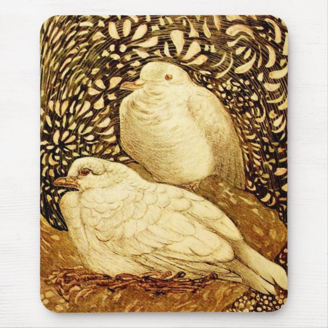 WHITE DOVES IN BROWN SEPIA MOUSE PAD (Front)