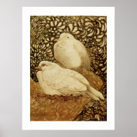WHITE DOVES IN BROWN SEPIA