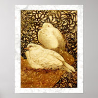 WHITE DOVES IN BROWN SEPIA