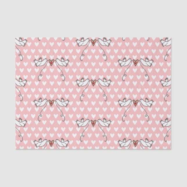 White Doves & Love Heart Tissue Paper (Front)