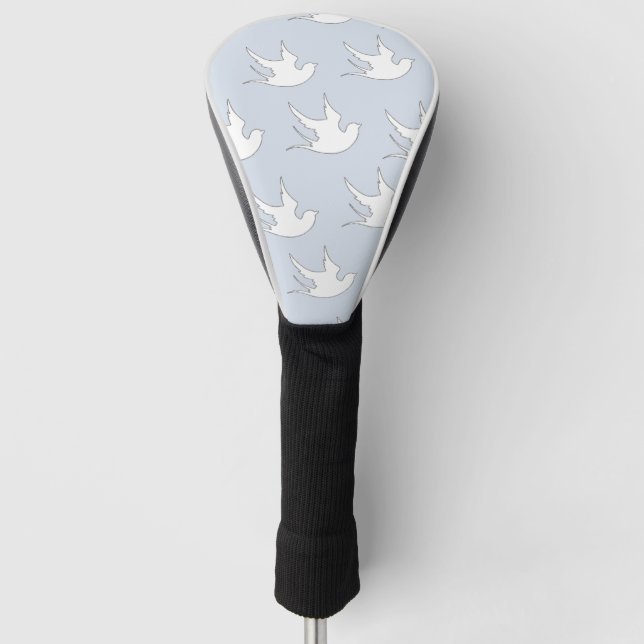 white doves on blue golf head cover (Front)