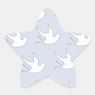 white doves on blue star sticker