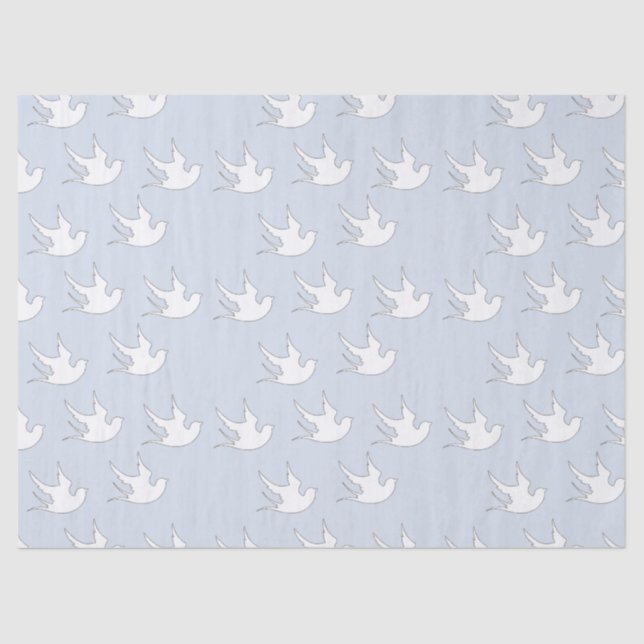 white doves on blue tissue paper (Front)