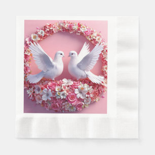 White Doves Romantic Bridal Shower & Reception Napkin