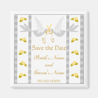 White Doves Save the Date Wedding Favour Magnet