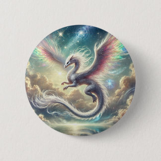 White Dragon 6 Cm Round Badge