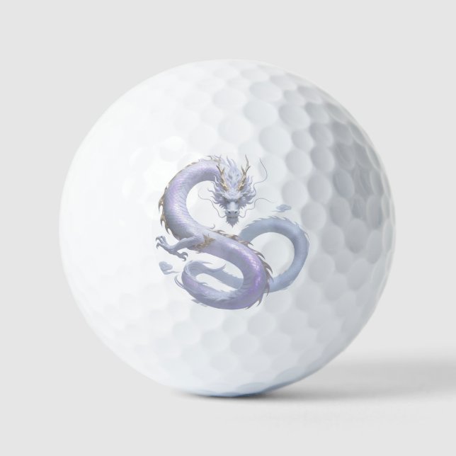 White Dragon Art | Mythical Fantasy Aesthetic | Or Golf Balls (Front)