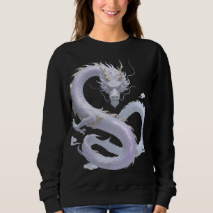 White Dragon Art Mythical Fantasy Aesthetic Or Sweatshirt