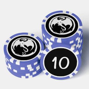 White Dragon black blue 10 striped poker chip
