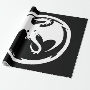 White Dragon black glossy wrapping paper large
