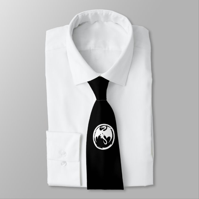 White Dragon Black necktie (Tied)
