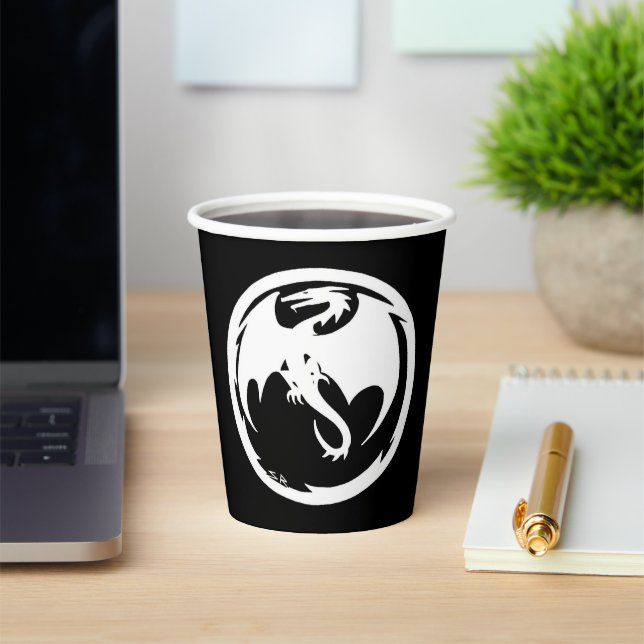 White Dragon black paper cups (Insitu)