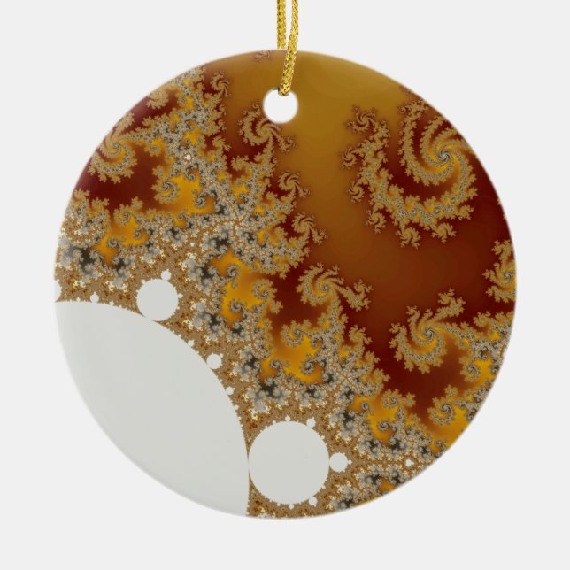 White Dragon - Fractal Art Ceramic Tree Decoration (Front)
