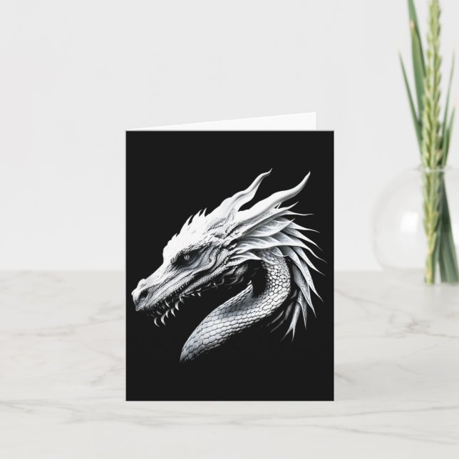White Dragon Head Mythical Dragon Breathing Fire F Card (Front)