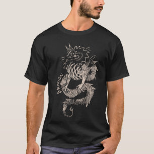 White Dragon Sketch Graphic Design T-Shirt