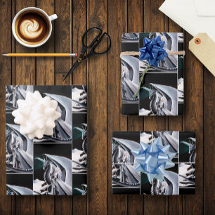 White Dragon Woman Fantasy Auroras Wrapping Paper Sheet