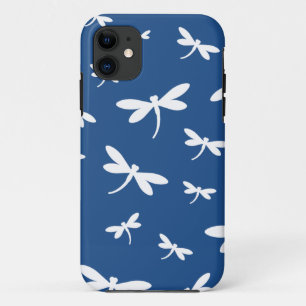 White Dragonflies Pattern - Customisable BG Colour iPhone 11 Case