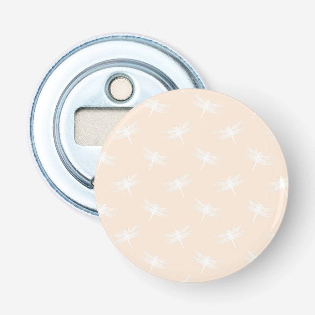 White Dragonfly Odonata Flying Insect Pastel Bottle Opener (Front)