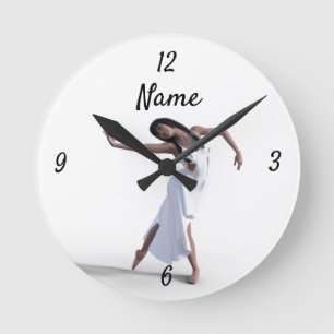 White Dress Dancer Thunder_Cove Round Clock