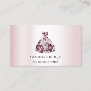 White Dress Logo Fashion Wedding Event Burgundy Business Card