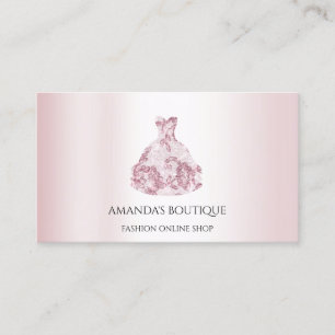 White Dress Logo Fashion Wedding Event Rose Lace Business Card