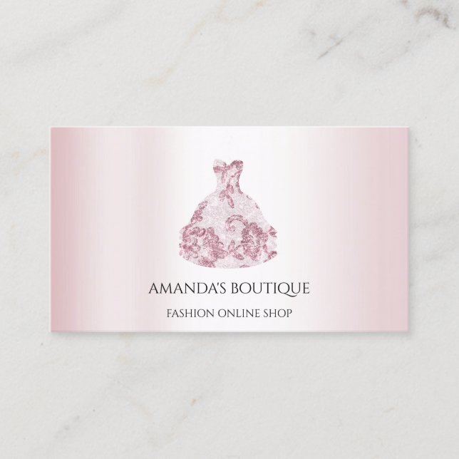 White Dress Logo Fashion  Wedding Event Rose Lace  Business Card (Front)