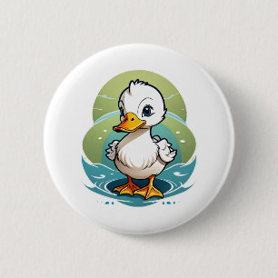 white-duck 6 cm round badge