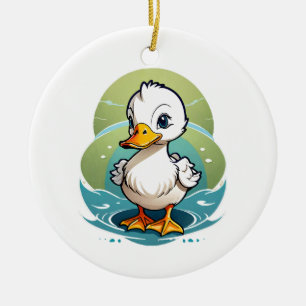 white-duck ceramic tree decoration
