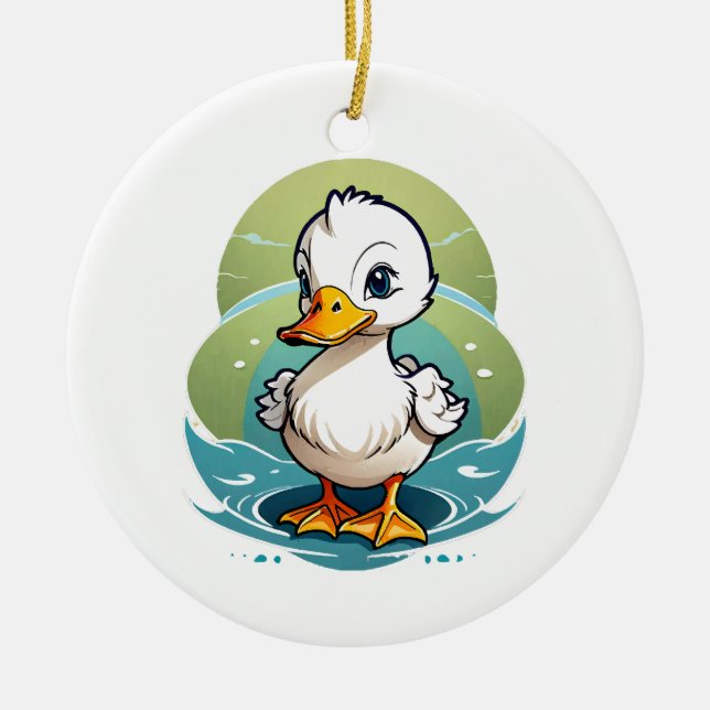 white-duck ceramic tree decoration (Front)