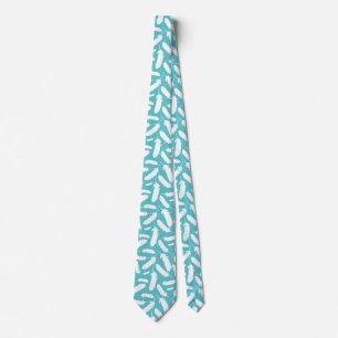 White Duck Feathers Teal Patterned Tie