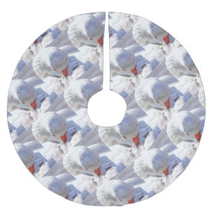 White Duck Preening Art Brushed Polyester Tree Skirt