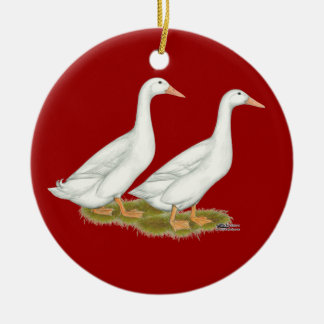 White Ducks Ceramic Tree Decoration