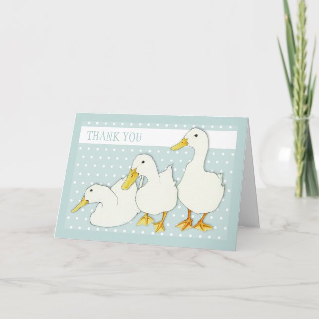 White Ducks dots Thank You Card (Front)