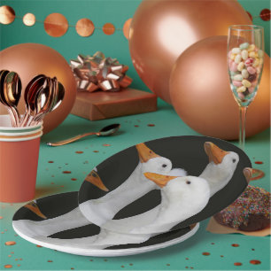 White Ducks Photo Paper Plate