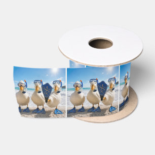 White Ducks with Snorkelling Gear Satin Ribbon