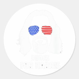 White Dudes Apparel American Flag Sungles Classic Round Sticker