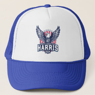 white dudes for harris trucker hat
