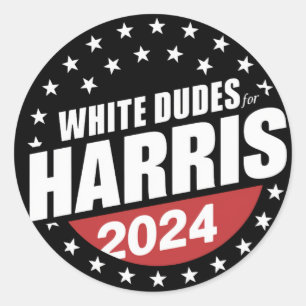 White Dudes For Kamala Harris 2024 Election Classic Round Sticker