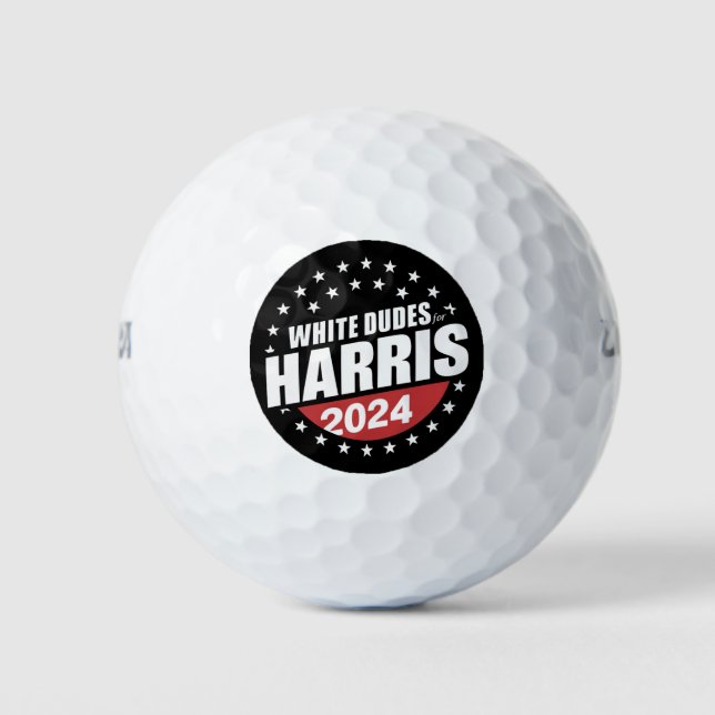 White Dudes For Kamala Harris 2024 Election Golf Balls (Front)