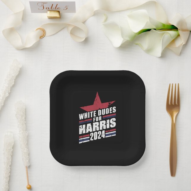 White Dudes For Kamala Harris 2024 Paper Plate (Wedding)