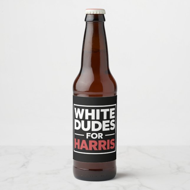 White Dudes For Kamala-Harris For 2024 President Beer Bottle Label (Front)