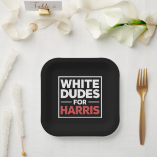 White Dudes For Kamala-Harris For 2024 President Paper Plate