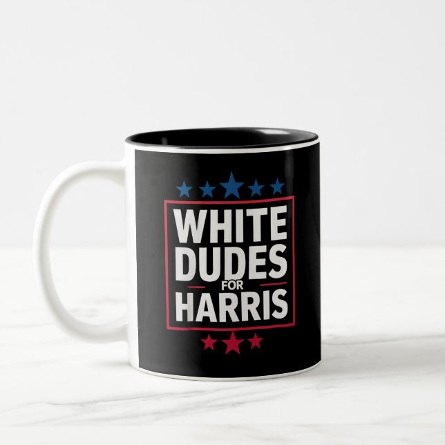 White Dudes For Kamala Harris For President 2024  Two-Tone Coffee Mug (Left)