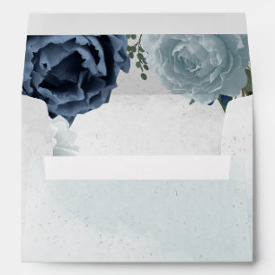 white dusty blue & navy flowers greenery envelope