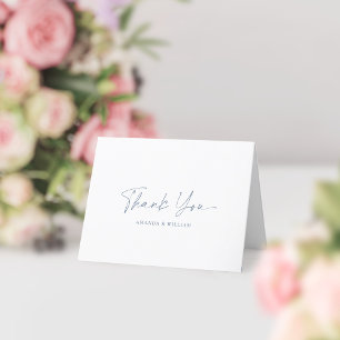 White & Dusty Blue Wedding Thank You Card