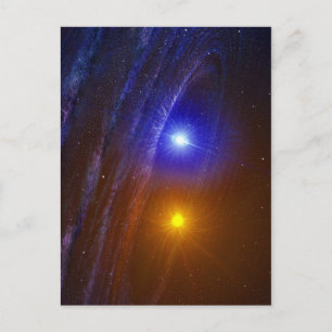 White dwarf and nova star postcard