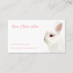  White Dwarf Rabbit with delicate ears  Business Card